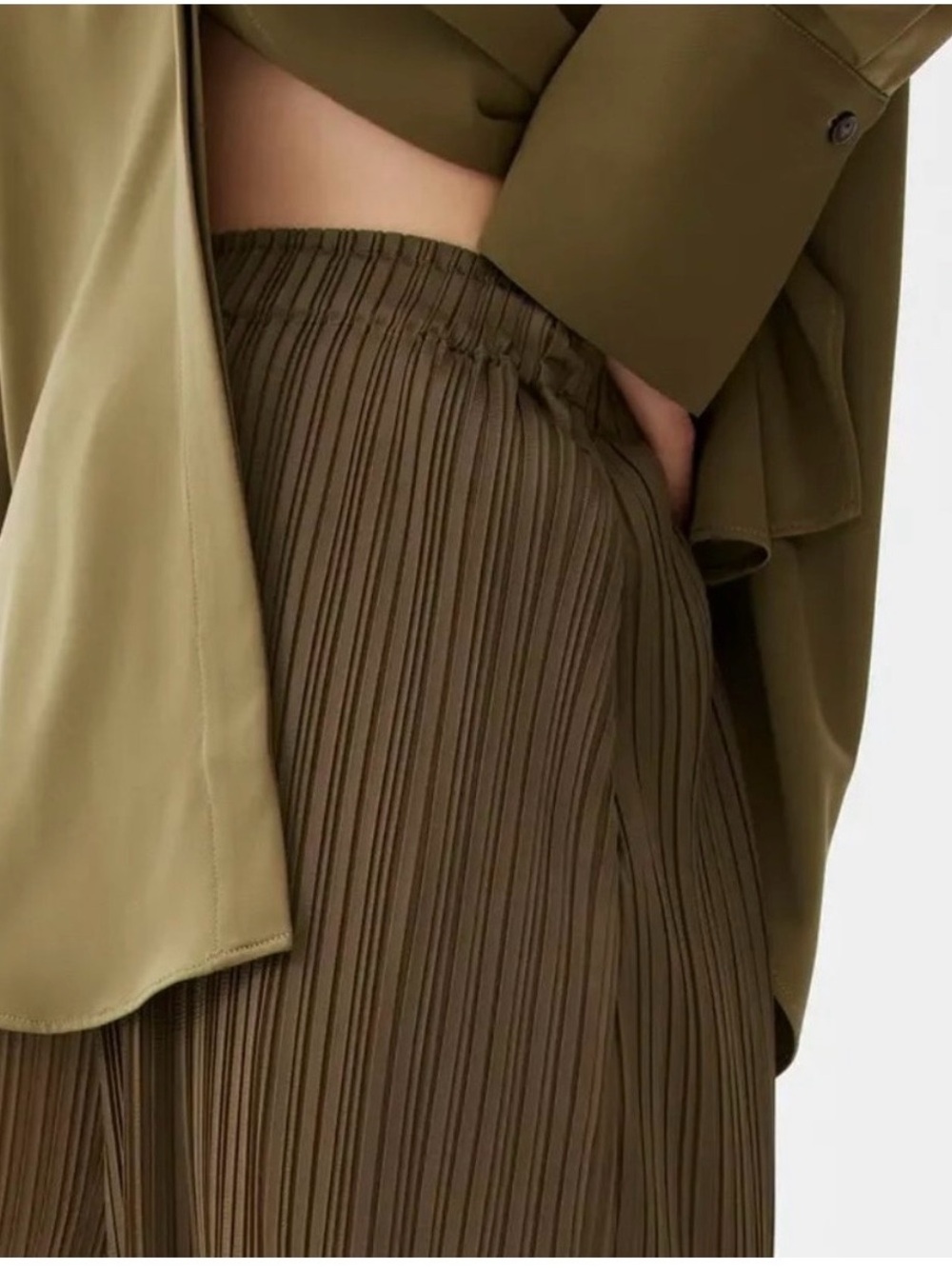 Love, Bonito Anh Pleated Straight-Leg Pants in Olive - Picture 3 of 4